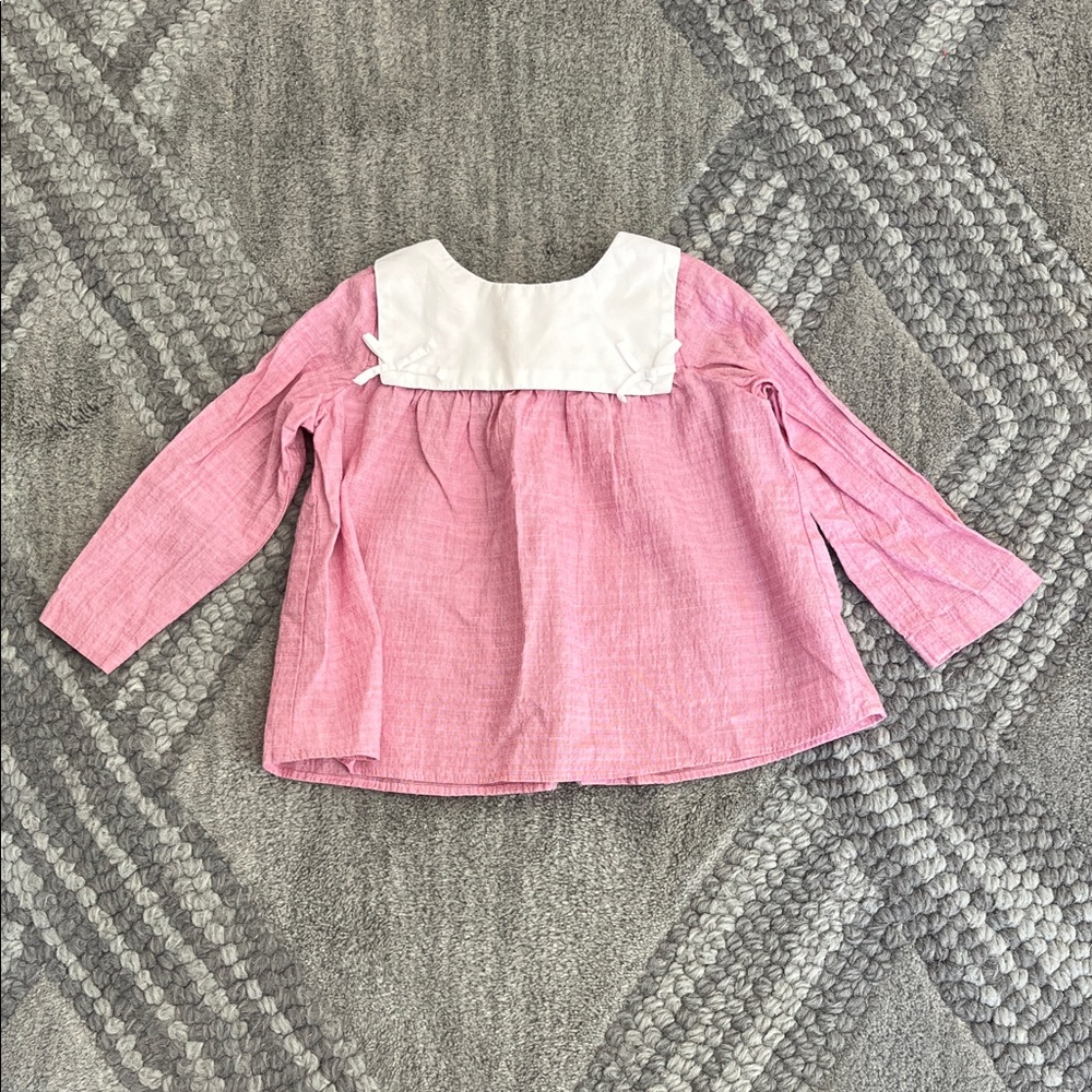 Jacadi Blouse in Soft Pink and Crisp White